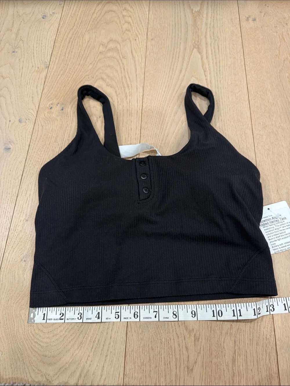 lululemon NEW athletica Black Ribbed align henley tank
